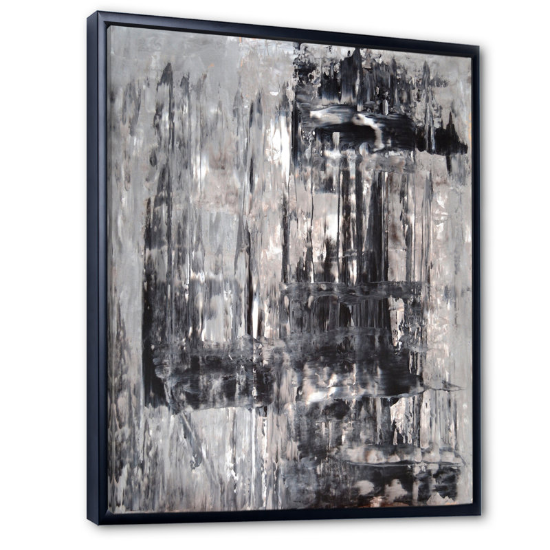 Art moderne gris et bleu II 2PT47771, Cadre noir, H 20 po x l 12 po x P 1 po