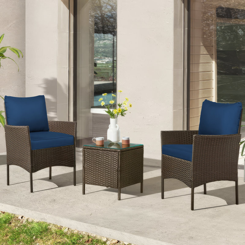 Outdoor Cushion Set Seat and Back Cushion (Set Of 2 Seats,2 Backs), Navy
