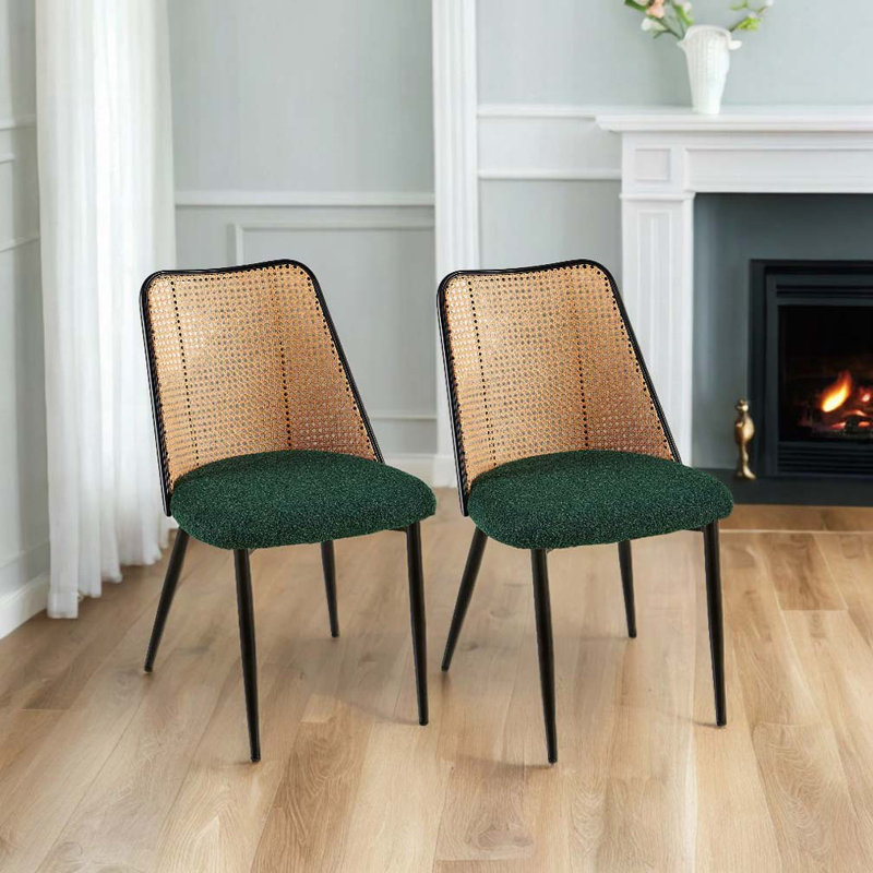 Ensemble de chaises de salle à manger rembourrées Boucle, Noir; vert