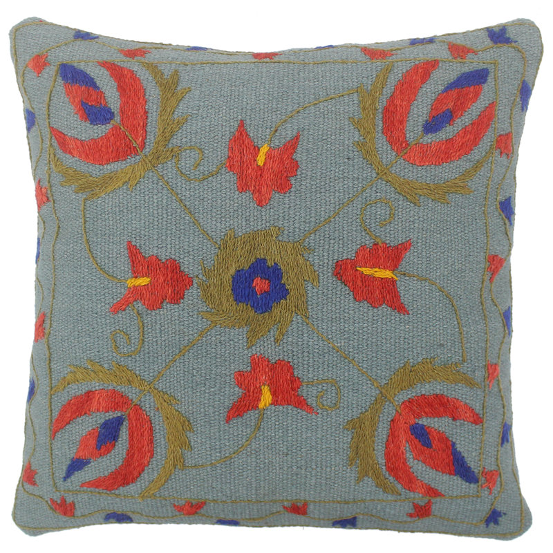Rustic Knott Kilim Suzani Handmade Pillow