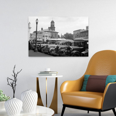 1930S Buses Cars Parked Small Town Square Claremont New Hampshire Usa Classic Retro Vintage Urban Wall Art