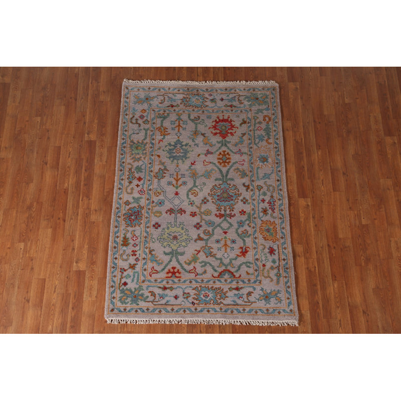 Tapis oriental transitionnel à motif floral Oushak 4 x 6