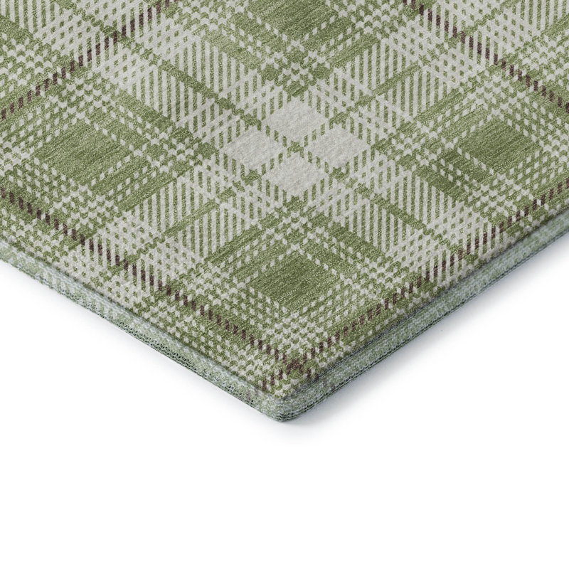 Premium Machine Washable Natoma AMF993 Plaid Rug, Rectangle 2'6" x 3'10"