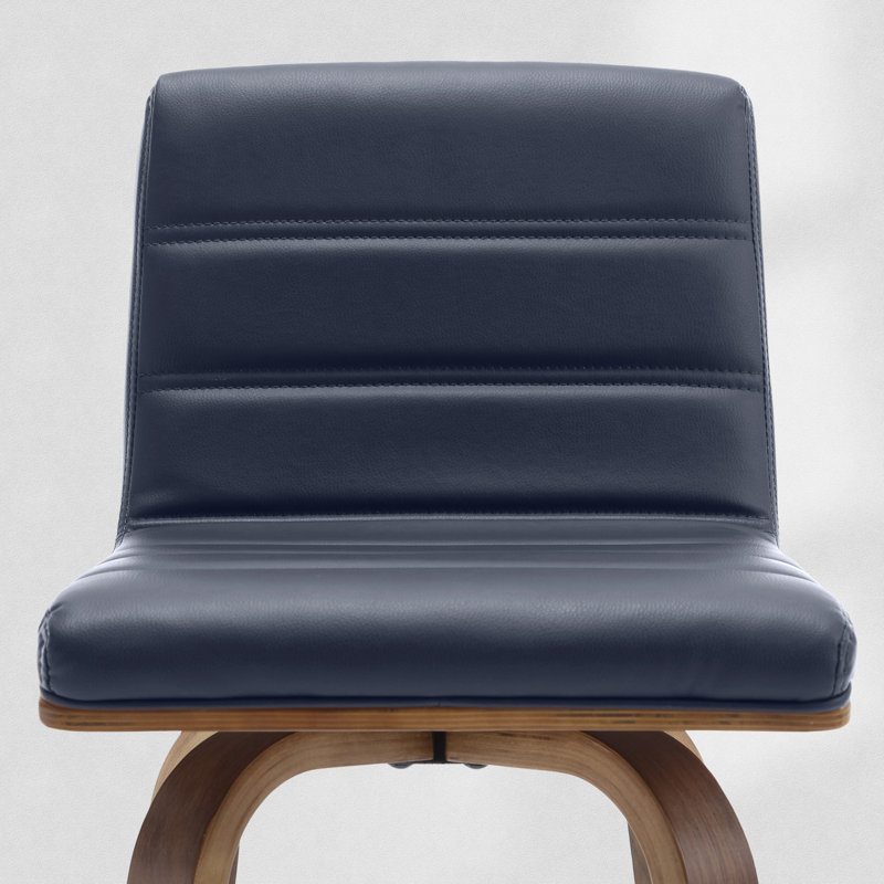Off-White Upholstered Swivel Counter Stools with Walnut Bentwood Legs