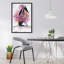 Dessin de chien avec des fleurs roses, reproduction sur toile-557090282