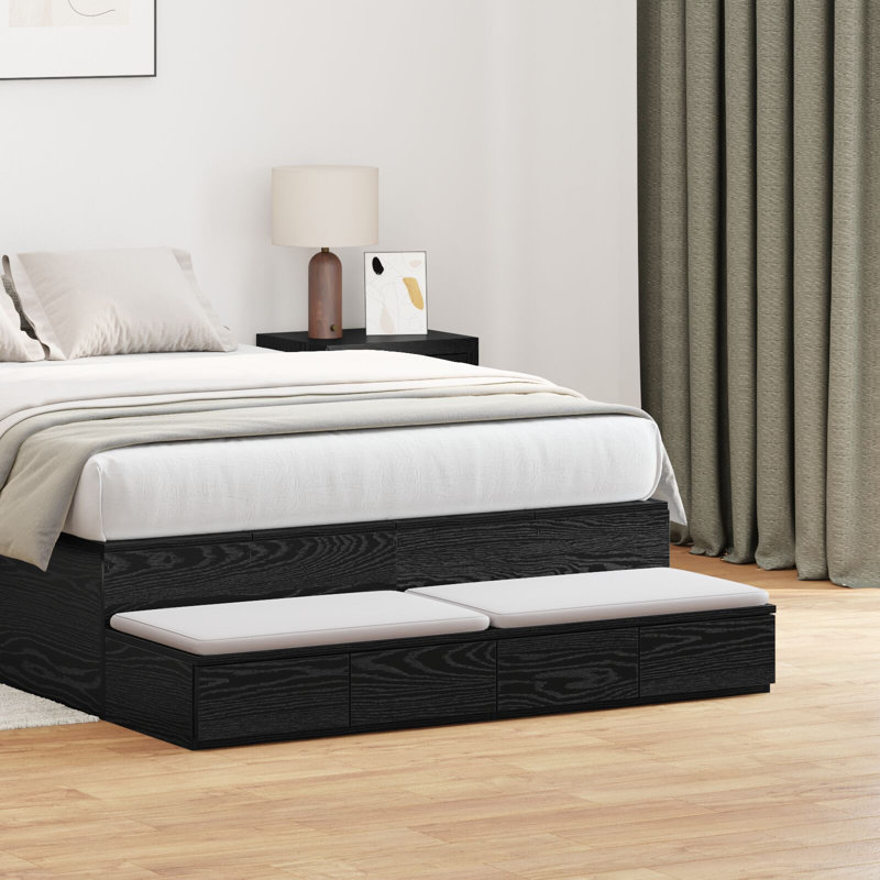 Underbed Storage Drawers, Black, 16.5 H x 120 L x 36.5 W cm