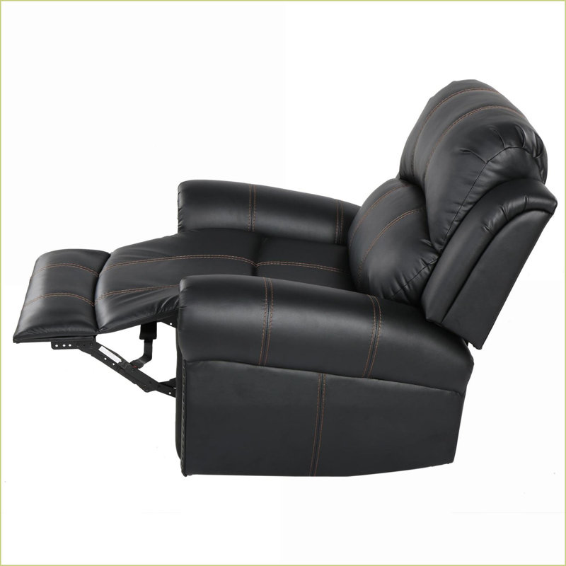 Fauteuils inclinables, fauteuil inclinable contemporain en similicuir | Noir | Polyuréthane