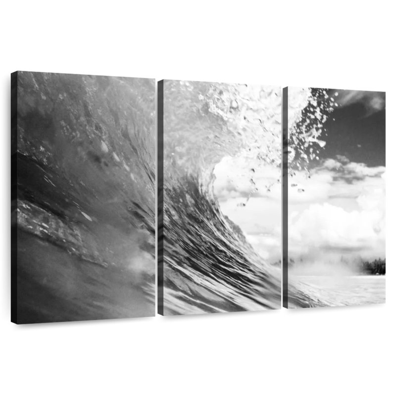 Gillard - Vague de mer monochrome, H 48 po x l 74 po