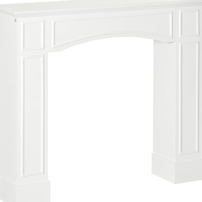 Manteau de cheminée moderne blanc, largeur intérieure de 29 po, propriété décorative, support d'exposition de 45,25 po de largeur, facile à rincer, chute, élément interne électrique, nettoyage des présentoirs, utilisation