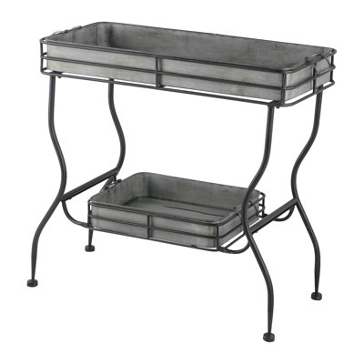 32x15x31" Maggie Galvanized Tray Table, Gray