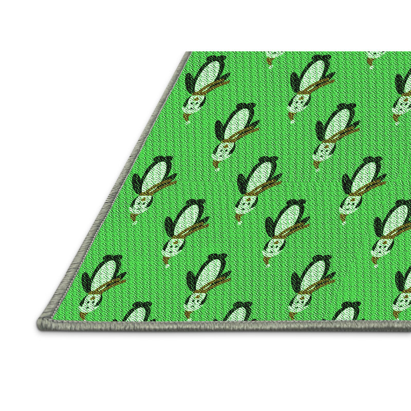 Tapis de couloir vert 2 pi x 5 pi tissé à la machine