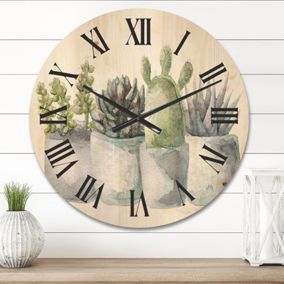 Horloge murale cactus et plantes grasses