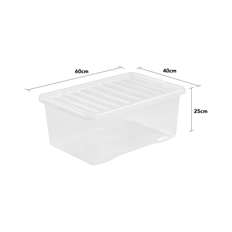 Wham Crystal 45L Plastic Storage Boxes Pack of 5 Clear, Clear
