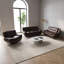 Ensemble de canapé moderne en similicuir brun foncé 3 pièces, mousse à mémoire de forme haute densité à structure en bois massif, ensemble de canapé contemporain avec causeuse et fauteuil pour la réception de salon