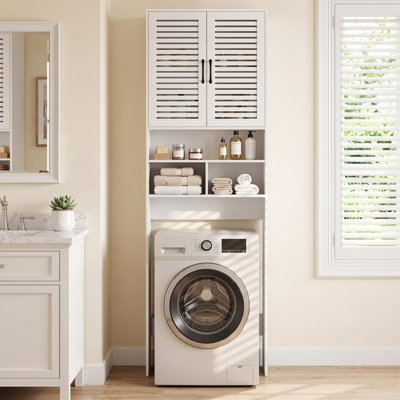 Over Toilet Storage Unit, Louvered Door, Crisp White