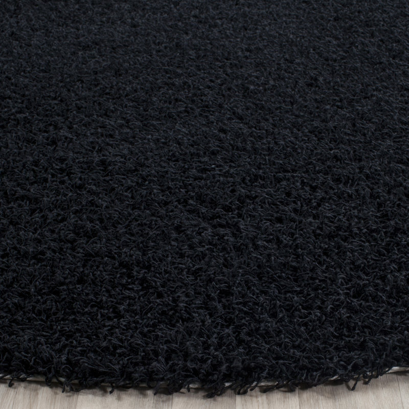 Assar Handmade Tufted Black Area Rug, Round 5'