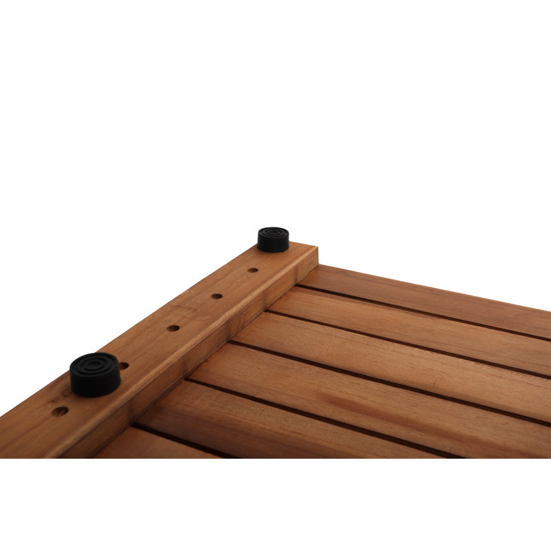 Natural Teak Wood Non-Slip Shower Mat, 35.5" x 19.75"