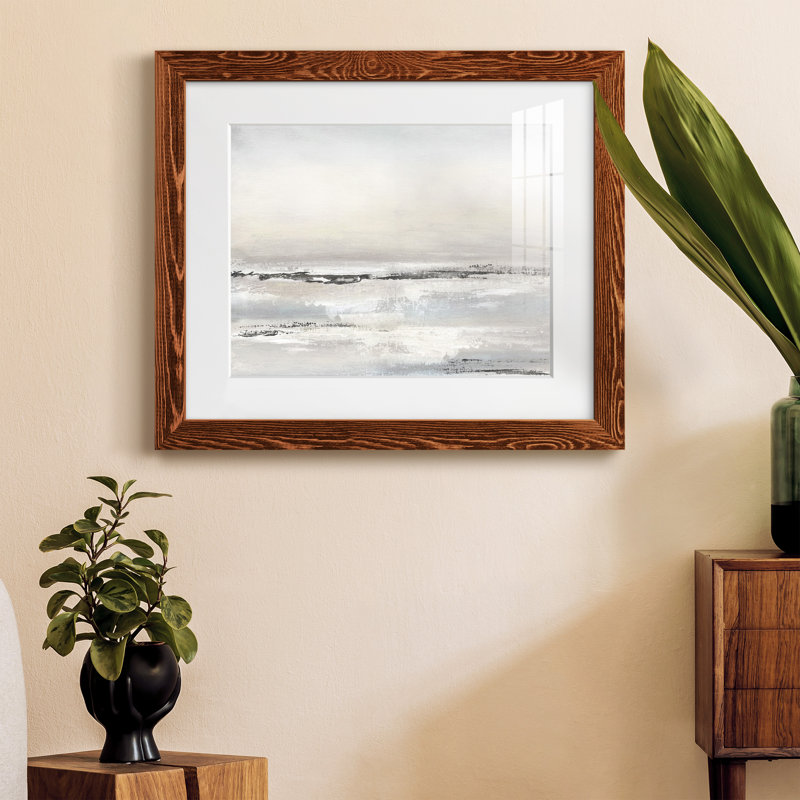 Distant brouillard - peinture encadrée, H 20 po x l 17 po x P 1,5 po, Cadre en érable
