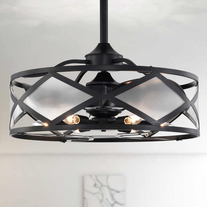 Ventilateur de plafond cage à 20 pales de 20 po avec télécommande et ensemble d'éclairage inclus
