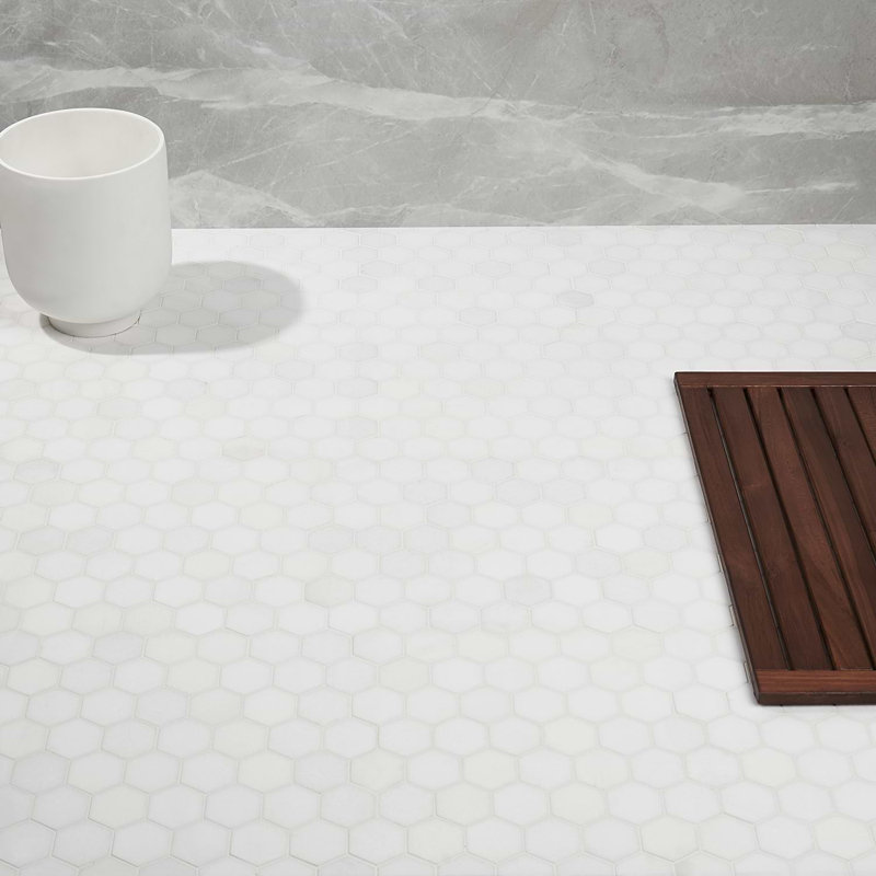 Thassos 2" Hexagon Polished Marble Mosaic Tile