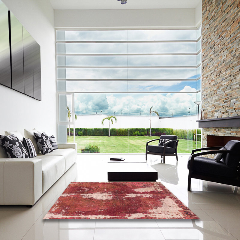 Tapis rouge en laine Power Loom, Carré 8 pi