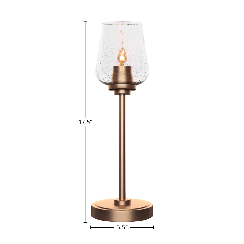 Lampe d'appoint Luna avec verre à bulles transparent de 5 po, À bulles, H 17,5 po x l 5,5 po x P 5,5 po, Laiton New Age