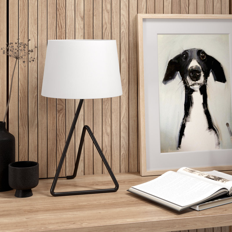 Lampe de table en métal 22 po avec abat-jour en tissu en bronze noirci Cora, Noir, noir, noir, noir