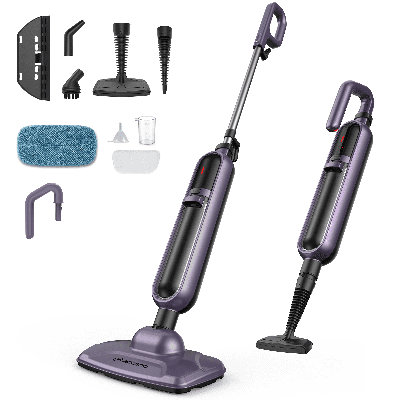 Nettoyeur à vapeur tout-en-1 Maircle, grand réservoir d'eau 17 oz, nettoyeur vapeur amovible pour coulis de carrelage, meubles, mauve