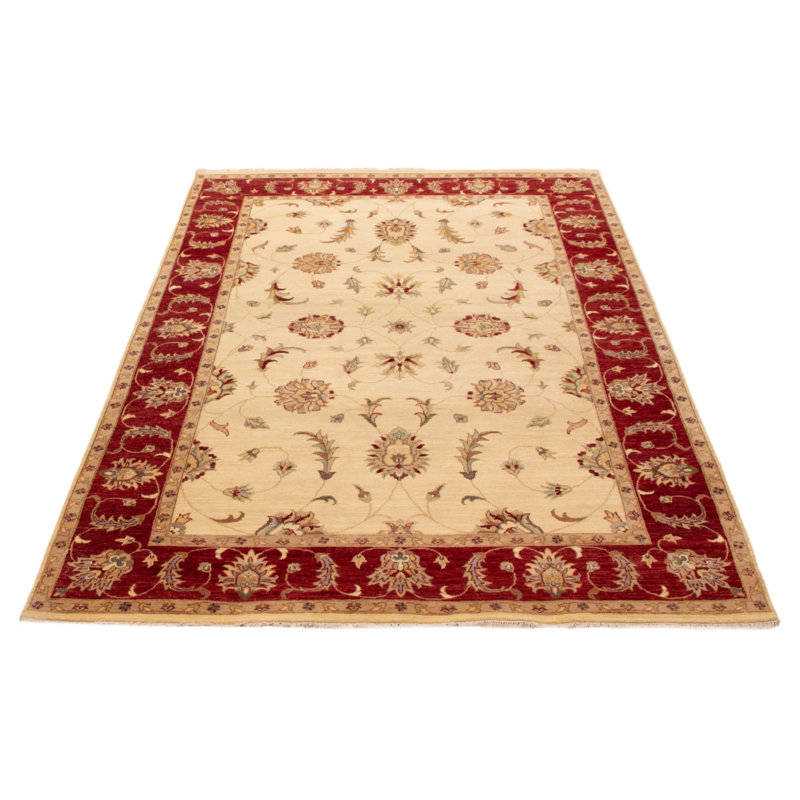 Tapis crème noué à la main One Of Kind Jamshidpour 6 pi 7 po x 9 pi 9 po