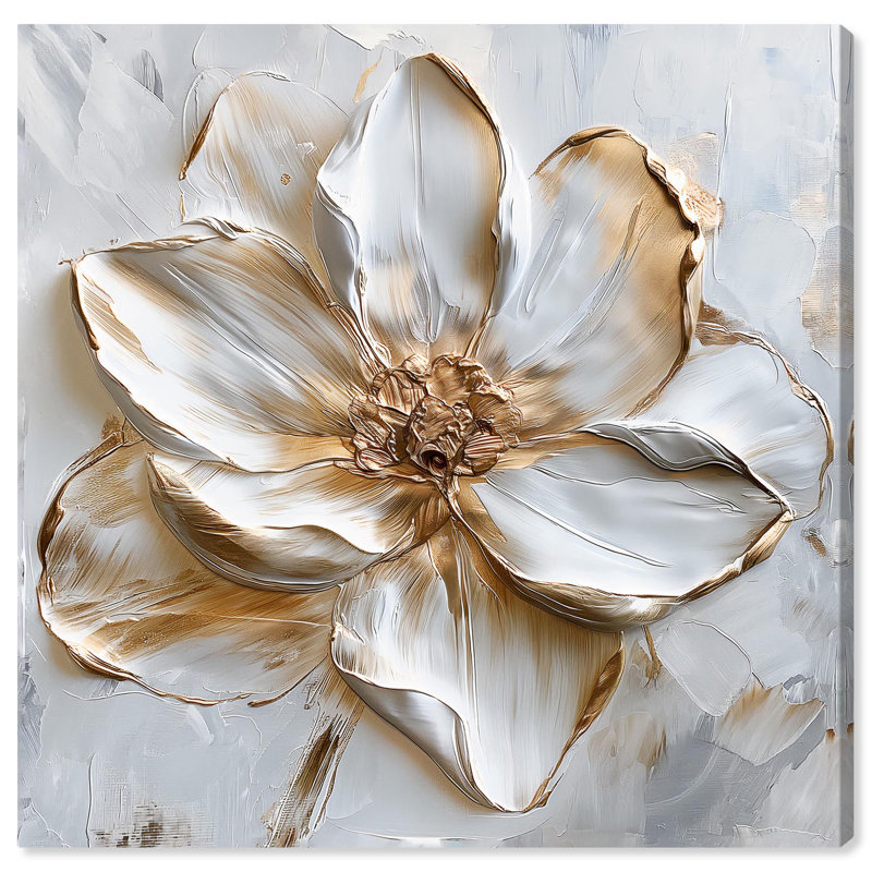 Ivory White Floral Wrapped Canvas Art, 20" x 20"