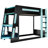 Wooden Gaming Bunk Bed with Desk, Storage Shelves, USB Charging Port and LED Light-1864658737-1864658701