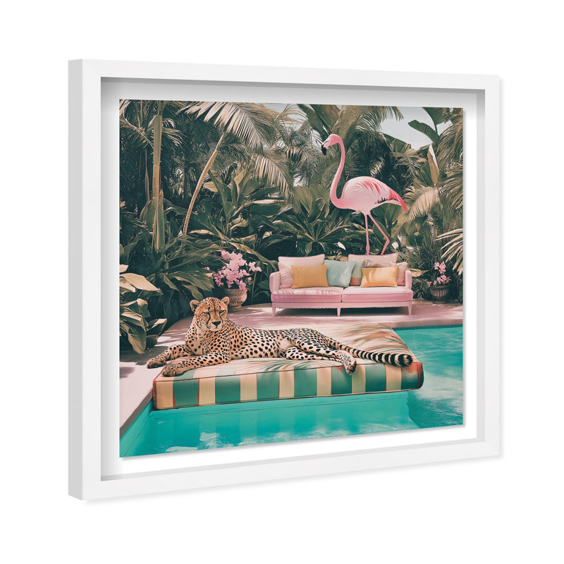 Oliver Gal Cheetah's Daydream Coastal - Luxury Shadowbox Framed Wall Art, 32" H x 32" W, White