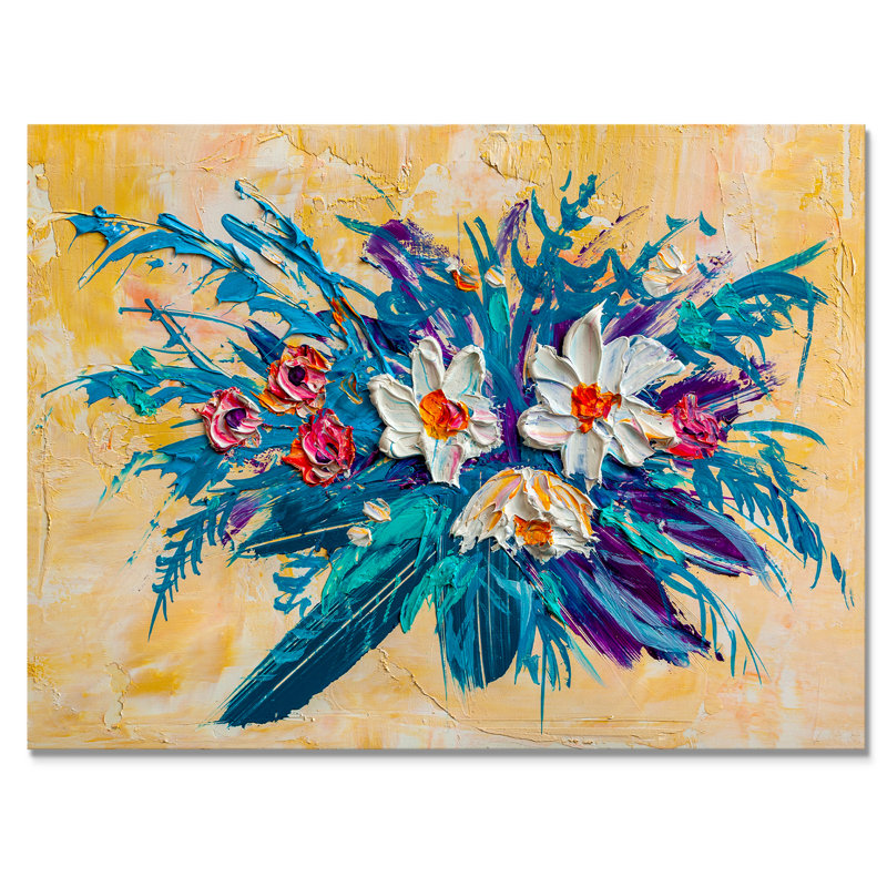 «Daisies Flowers Garden», reproduction sur toile flottante, H 24 po x l 36 po x P 1 po, Toile tendue