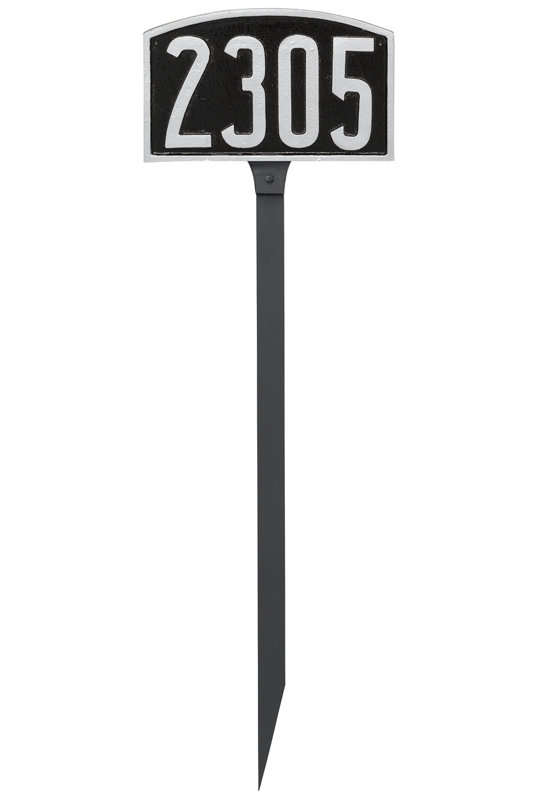 Enseigne d’adresse pour pelouse sur 1 ligne, Noir / argent