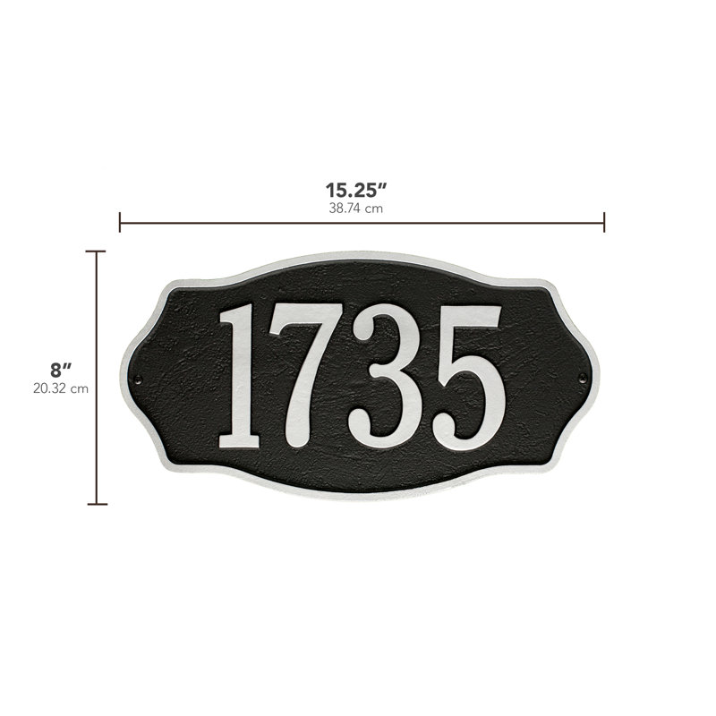Hampshire 1-Line Wall Address Plaque, Black / Silver, Yes