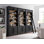 Bibliothèque murale Three Three de 8 pi avec échelle, rangement, tablette pour bureau, noir