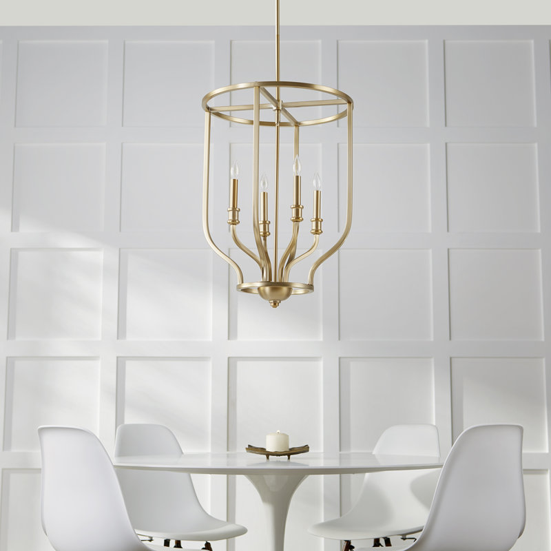 Falbo 4 - Light Lantern Geometric Chandelier, Aged Brass