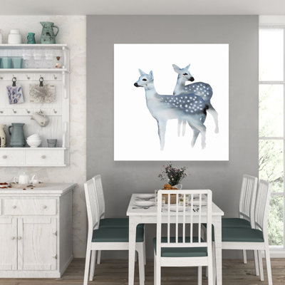 Blue Fawns - Wildlife Blue Canvas for Home Decor | Art