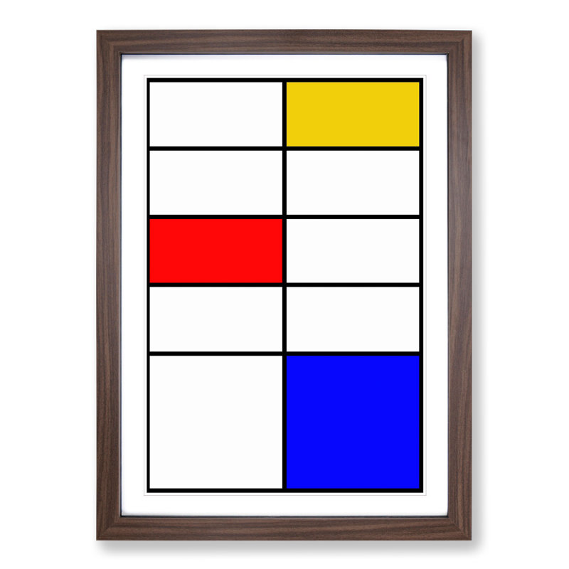 Composition Vol.4 by Piet Mondrian - Picture Frame Painting, 65cm H x 48cm W x 2cm D, Walnut