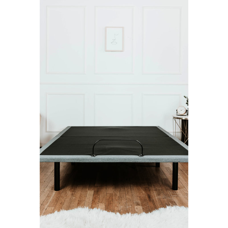 Base de lit très grand ajustable - fonction tête et pied, 4 ports, massage double à 3 niveaux, sous-éclairage, positions de mémoire, télécommande sans fil avec lampe de poche, aucun sommier requis, acier, noir gris