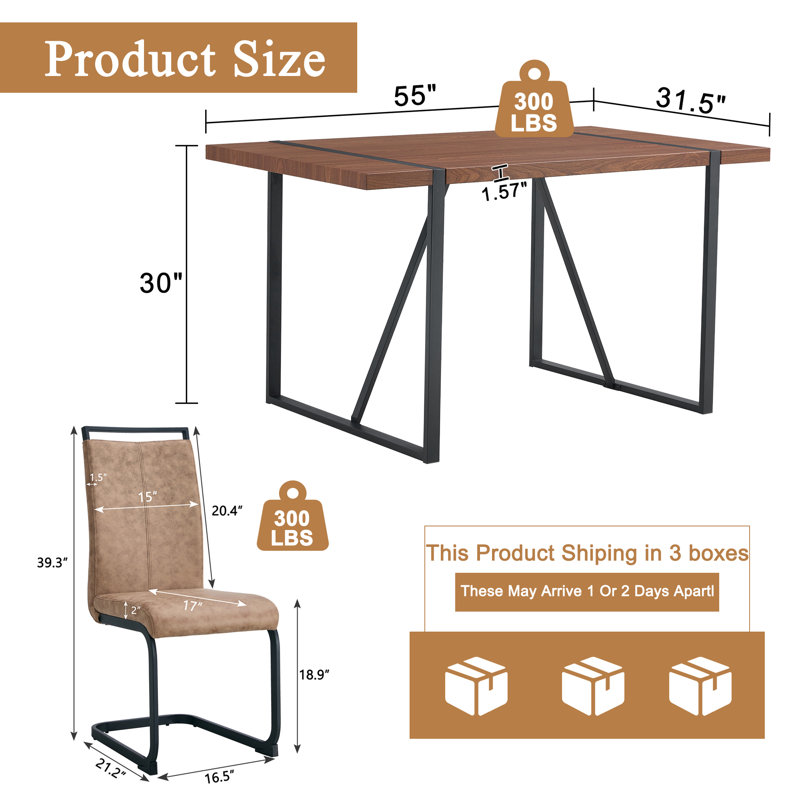 Rectangular Pedestal Dining Table Set, 7 Pieces Included