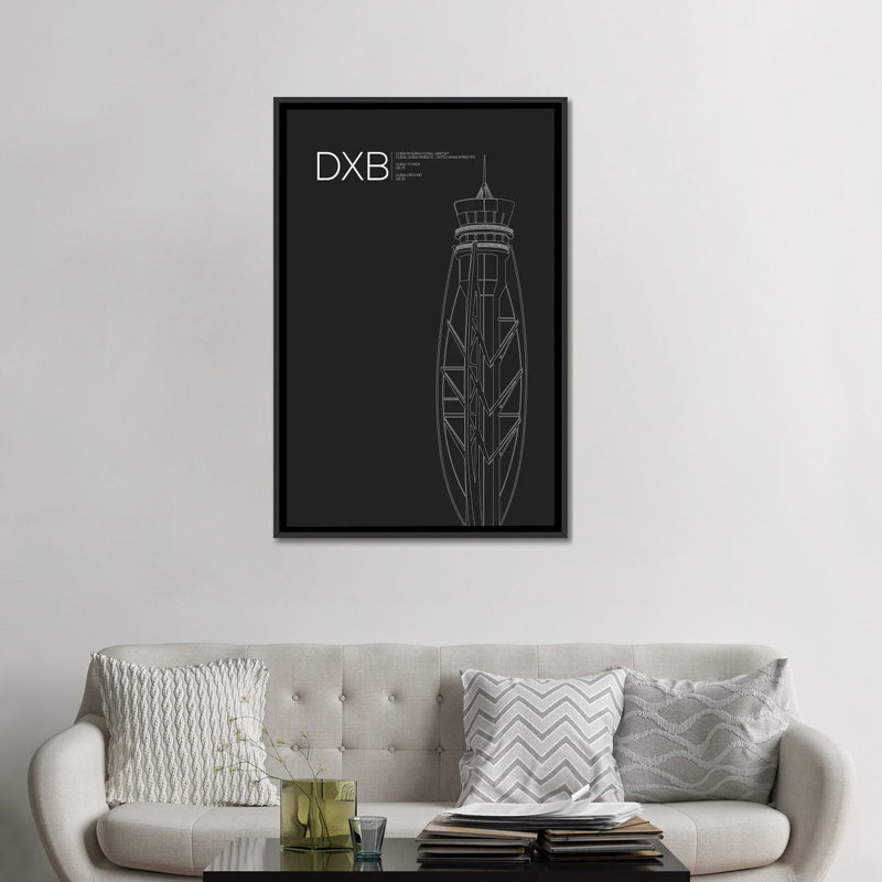" Dubai " by 08 Left, 26" H x 18" W x 1.5" D, Black Framed Canvas, No Mat