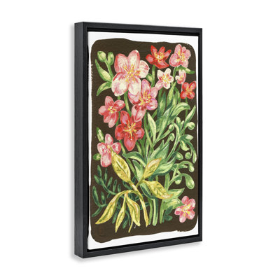 Fleurs de jardin sur cadre flottant brun, design par Hannah Moren