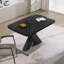 Table de salle à manger rectangulaire moderne, extensible, plateau de table en marbre + pied de table en MDF en X avec base en métal-156809503-156809474