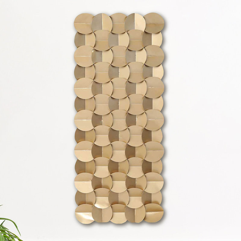 Handmade Metal Wall Décor for Living Room, Abstract Wall Decoration, 105cm H x 45.70cm W x 4cm D, Gold