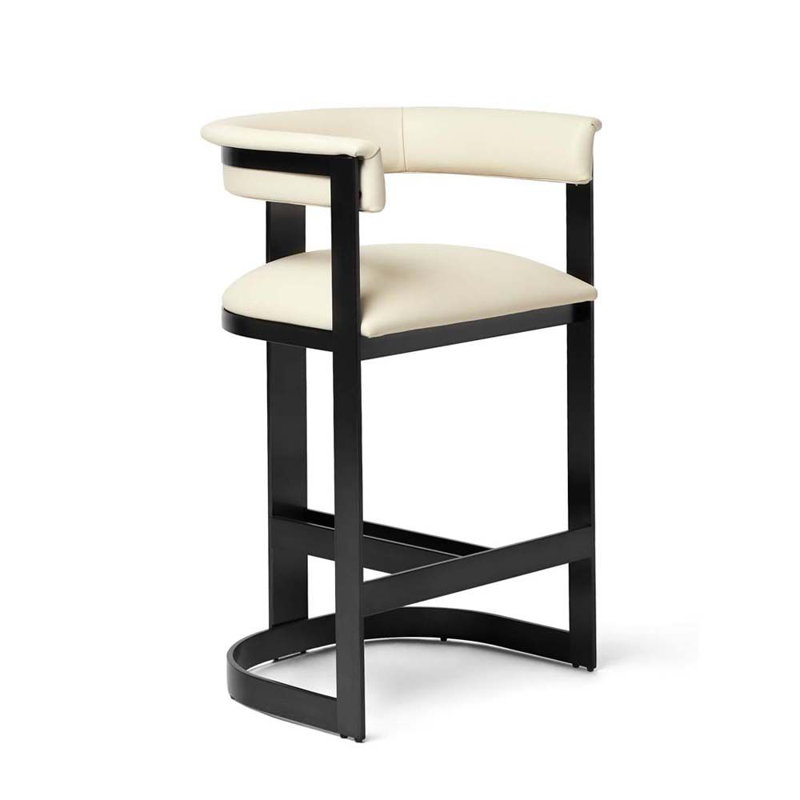 Tabouret de comptoir Darcy II,  Noir mat / crème chamois, Tabouret de comptoir (siège d'une hauteur de 27 p
