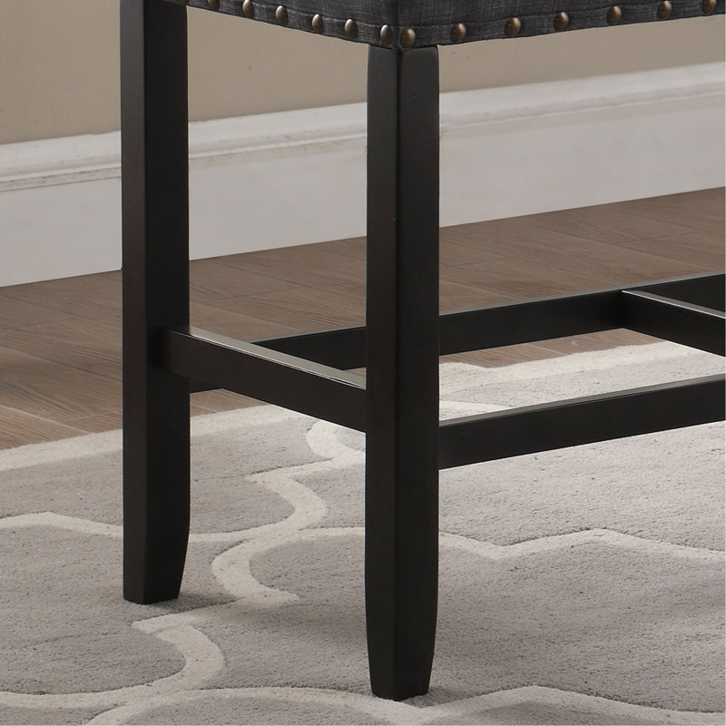 Fabric Counter Height Dining Bench with Nailhead Trim, Gray