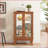 Curio Cabinet, Lighted (Bulb Included) 2-Door Display with Tempered Glass, Mirrored Back, Adjustable Shelves | Oak | MDF+Glass-749066420