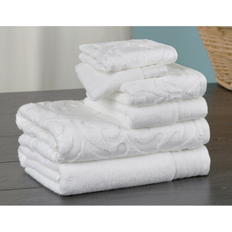 Ensemble de serviettes 6 pièces 100% coton, Blanc