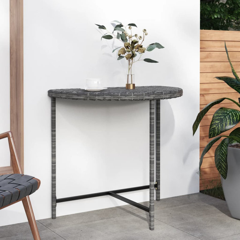 Guiles Rattan Balcony Table, Grey, 29.53cm H x 31.5cm W x 50cm D
